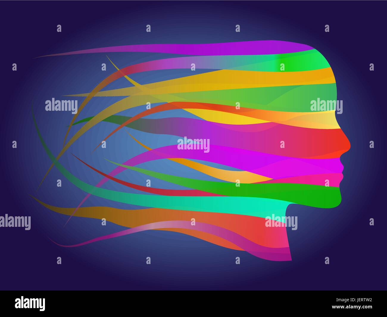 Donna, face, ritratto, silhouette, astratta, pezzo, sezione, segmento, parte, Illustrazione Vettoriale