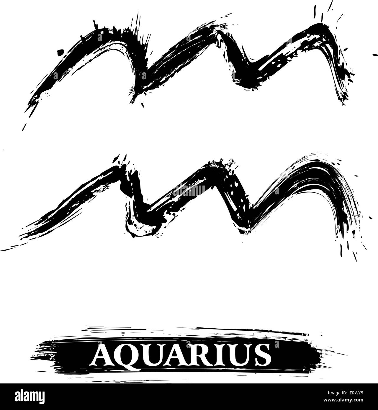 Astrologia zodiaco, oroscopo, segno, Aquarius, compleanno, il pittogramma, simbolo Illustrazione Vettoriale