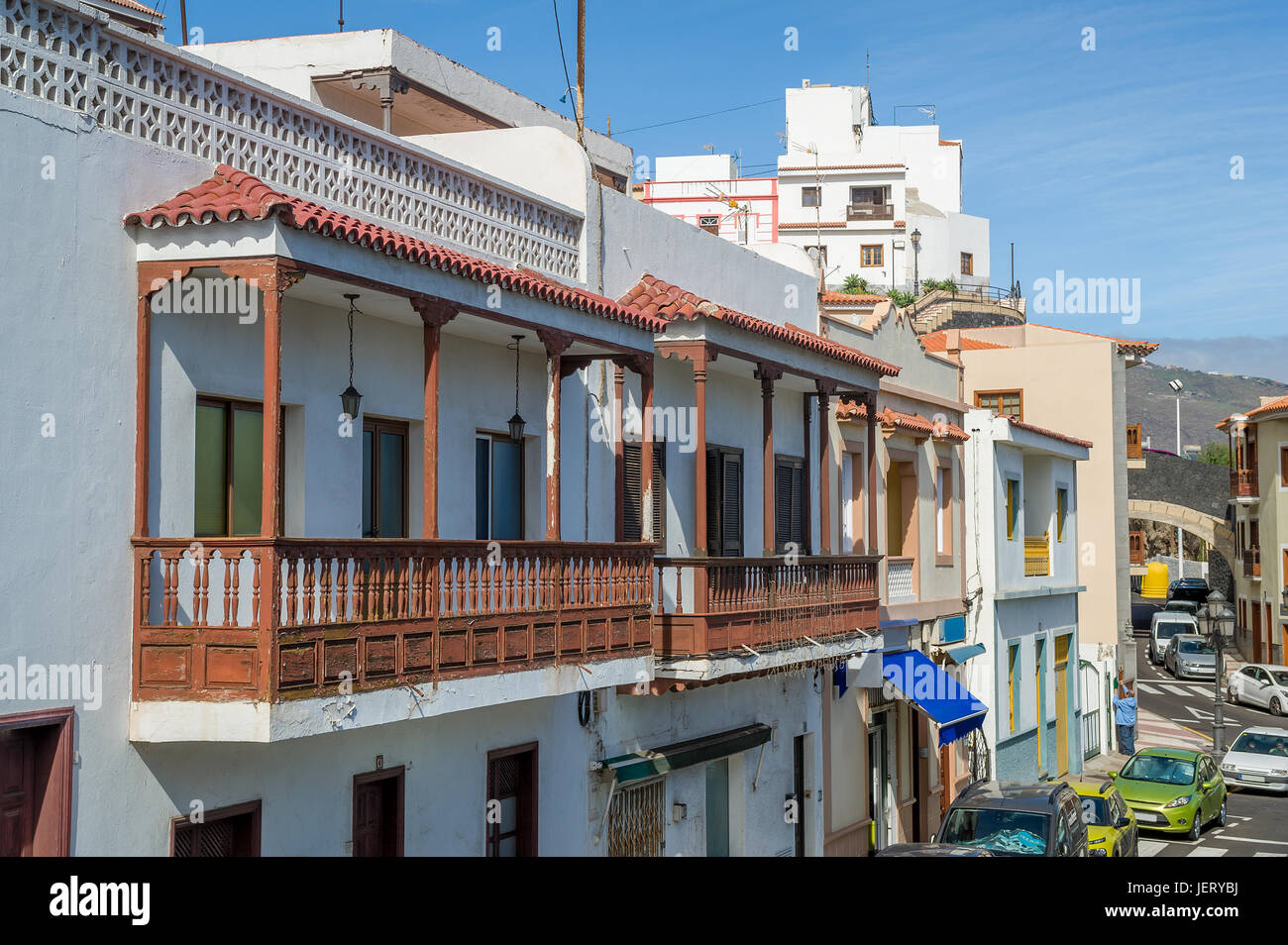 Tradizionale delle isole Canarie balcone Foto Stock