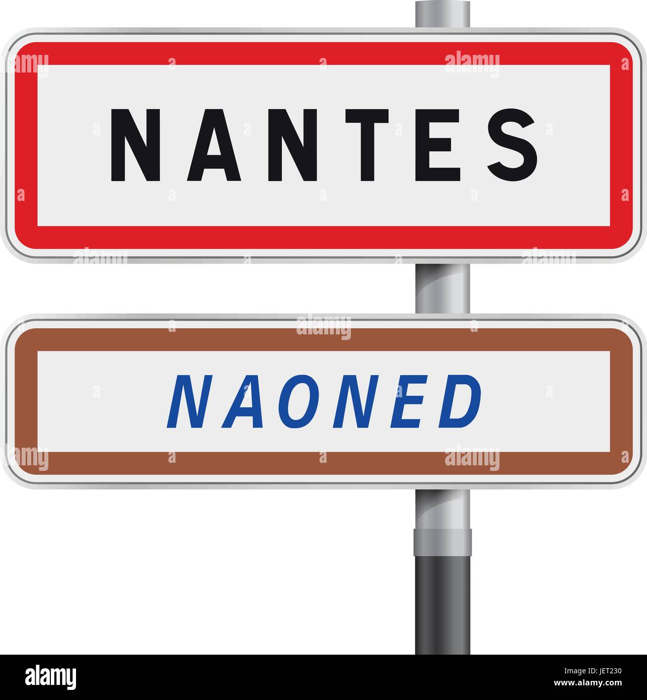 Illustrazione Vettoriale di Nantes cartelli stradali entrata con il Breton traduction Naoned Illustrazione Vettoriale