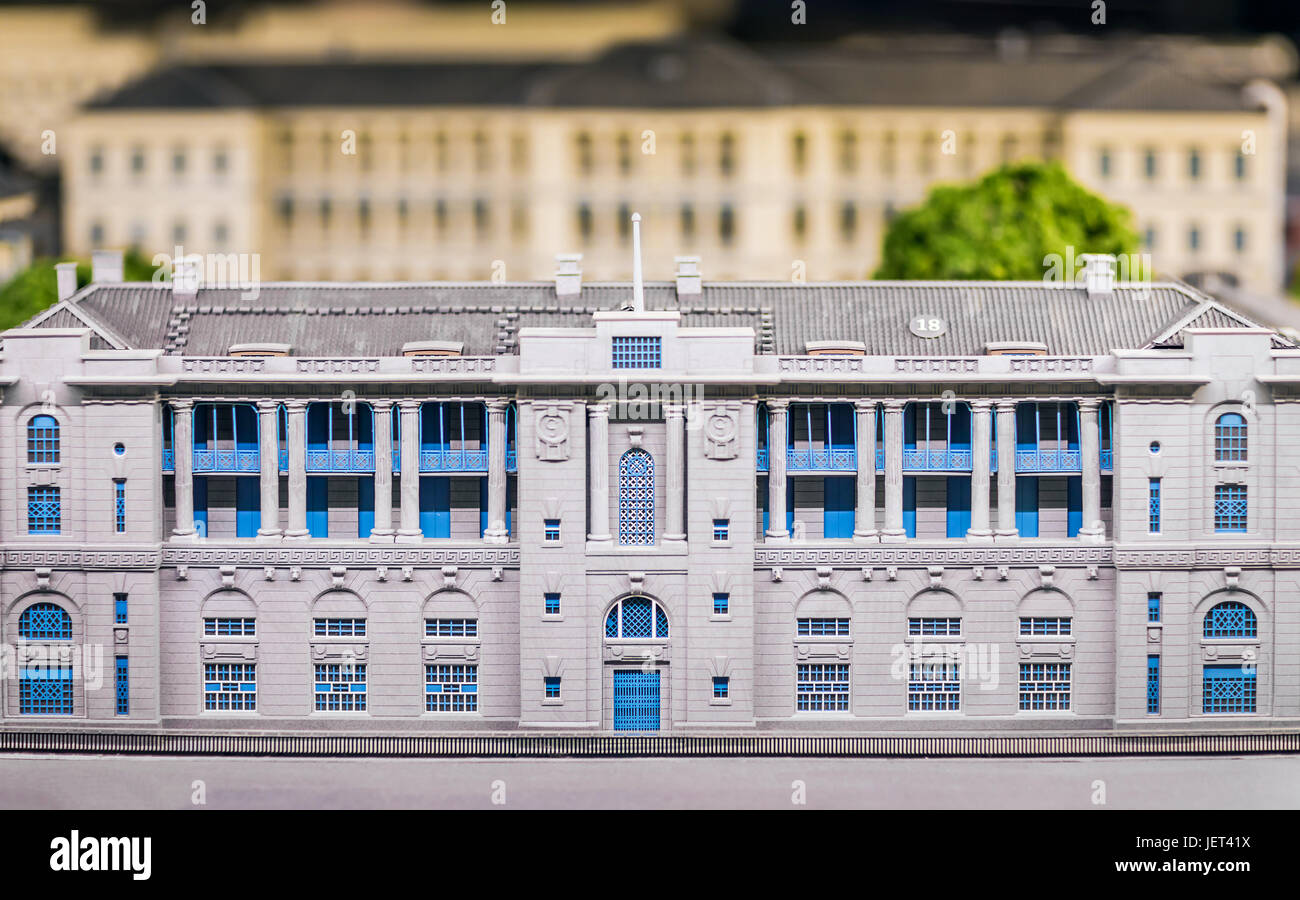 Modello di un tradizionale edificio britannico, Foto Stock