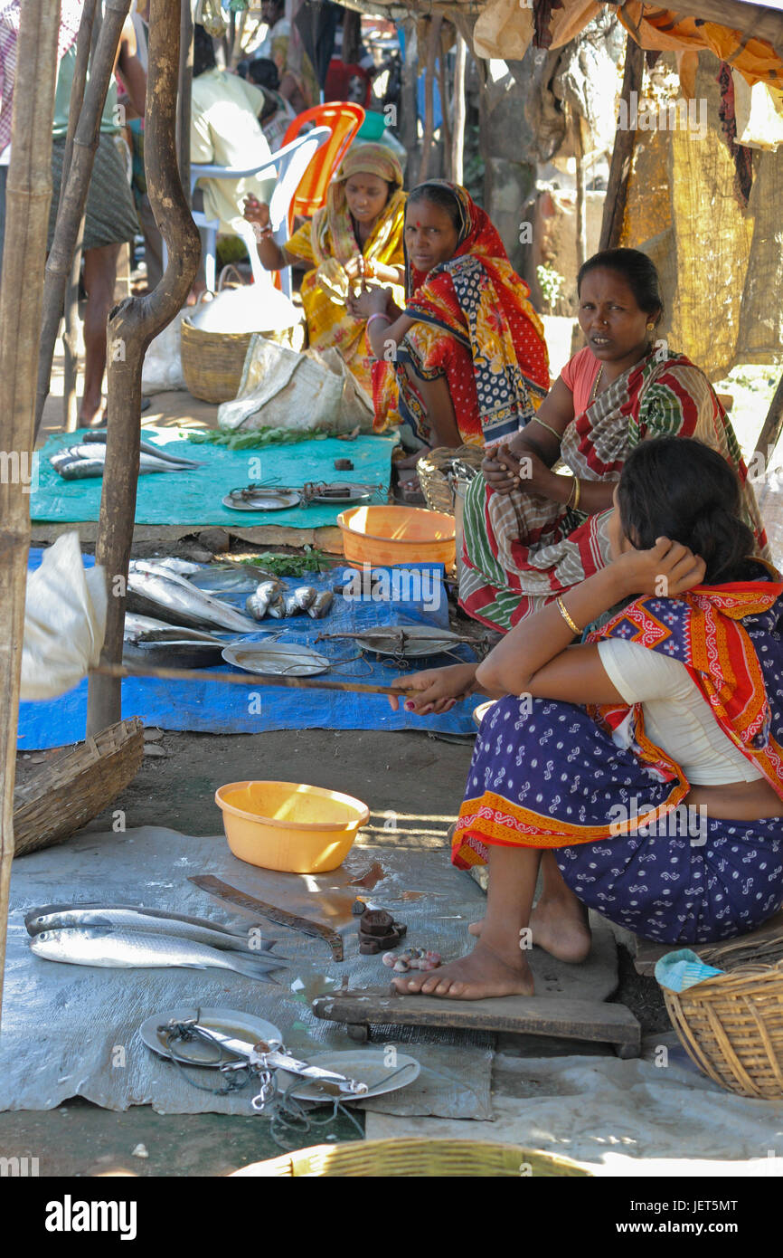 Burkul mercato del pesce in Orissa Foto Stock