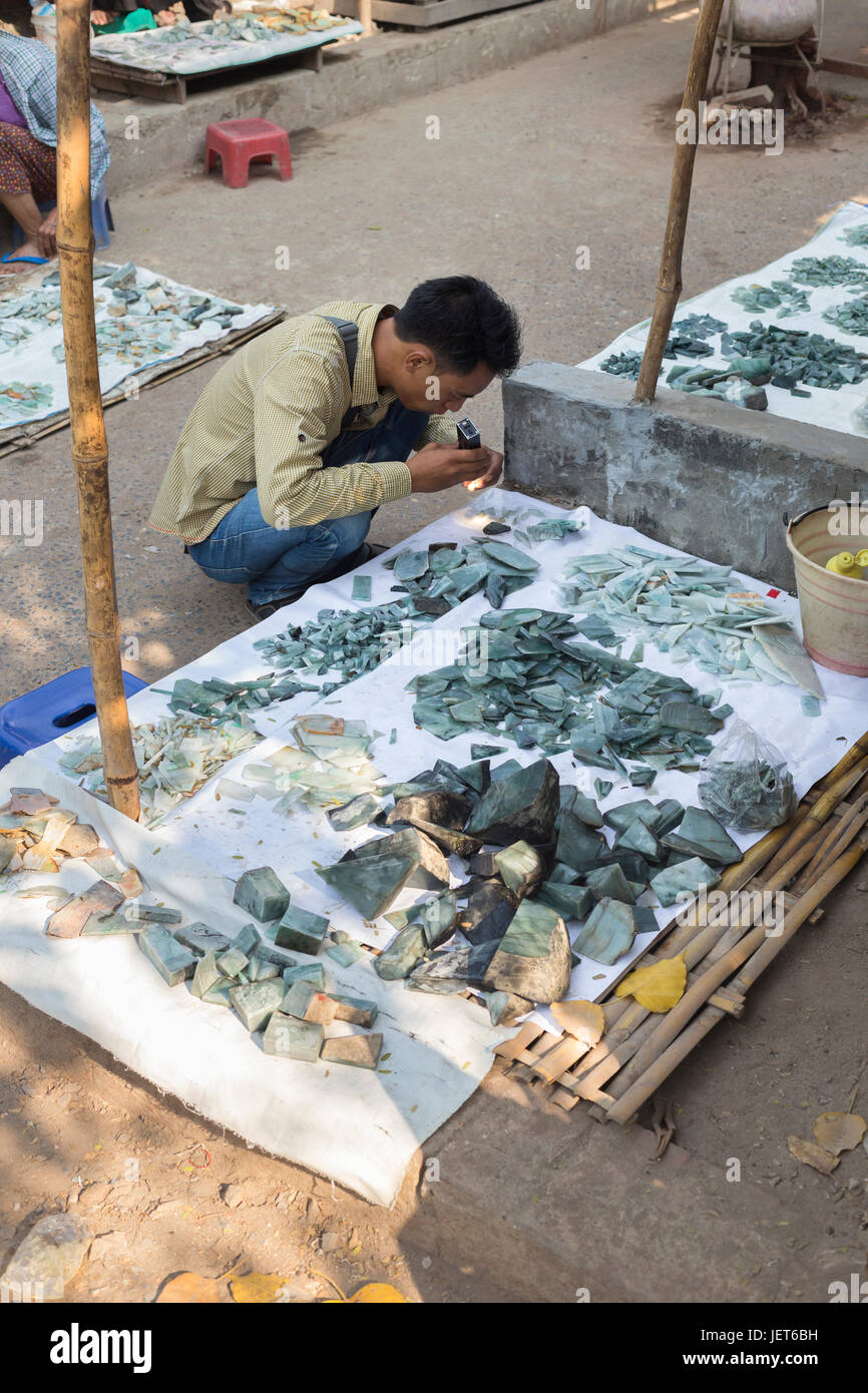 Bogyoke Aung San Jade Market, Mandalay Myanmar Foto Stock