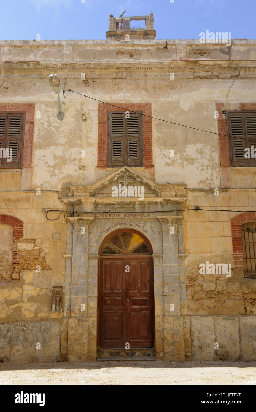 Edificio di età coloniale, vecchio, in portoghese, El Jadida, Marocco, Africa Foto Stock