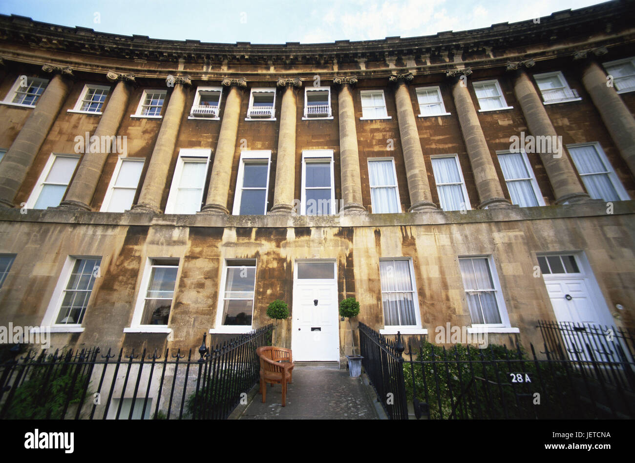 Gran Bretagna, Inghilterra, Somerset, bagno, Royal Crescent, dettaglio, ingresso, Europa, destinazione, luogo di interesse, struttura, architettura, urbanistica, royal, turismo, architettura, semicircolare, UNESCO-patrimonio culturale mondiale, terrazza, Foto Stock