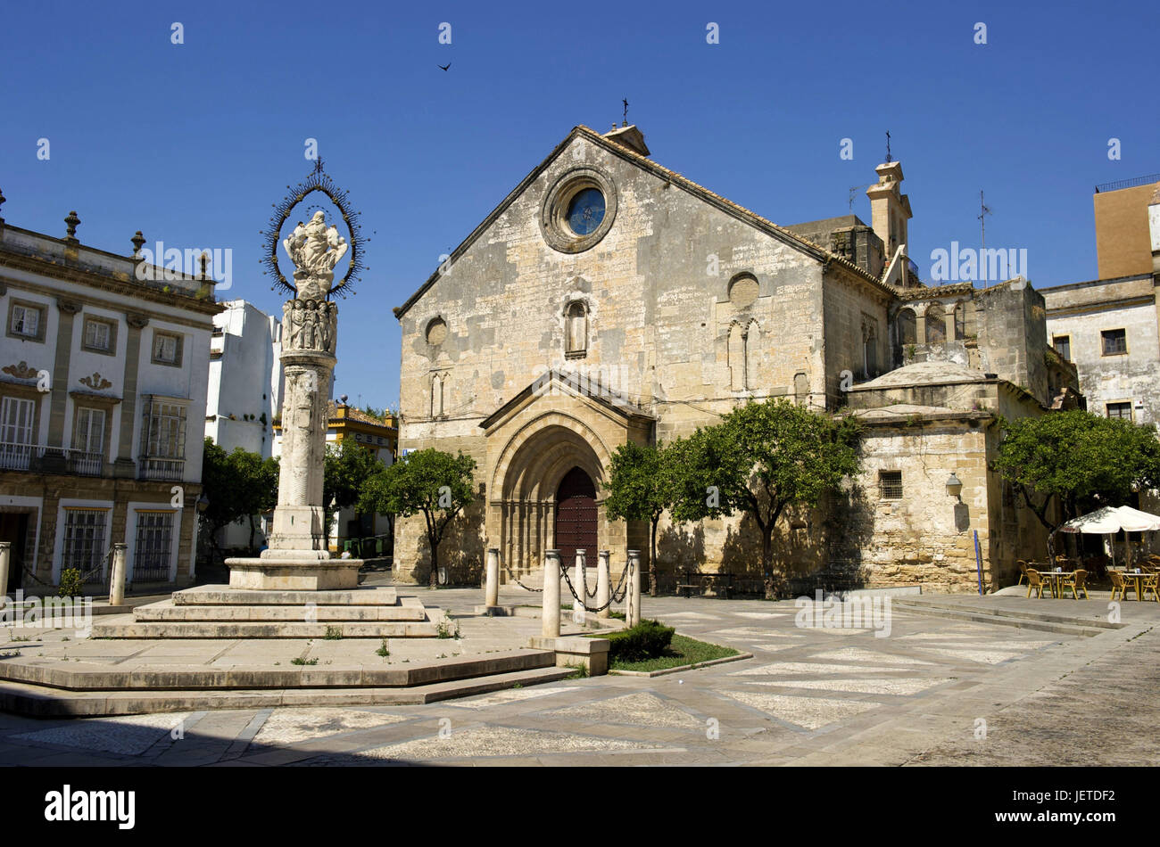 Spagna, Andalusia, provincia di Cadiz, Jerez de la Frontera, Plaza de la Asunción, San Dionisio Kirche, Foto Stock