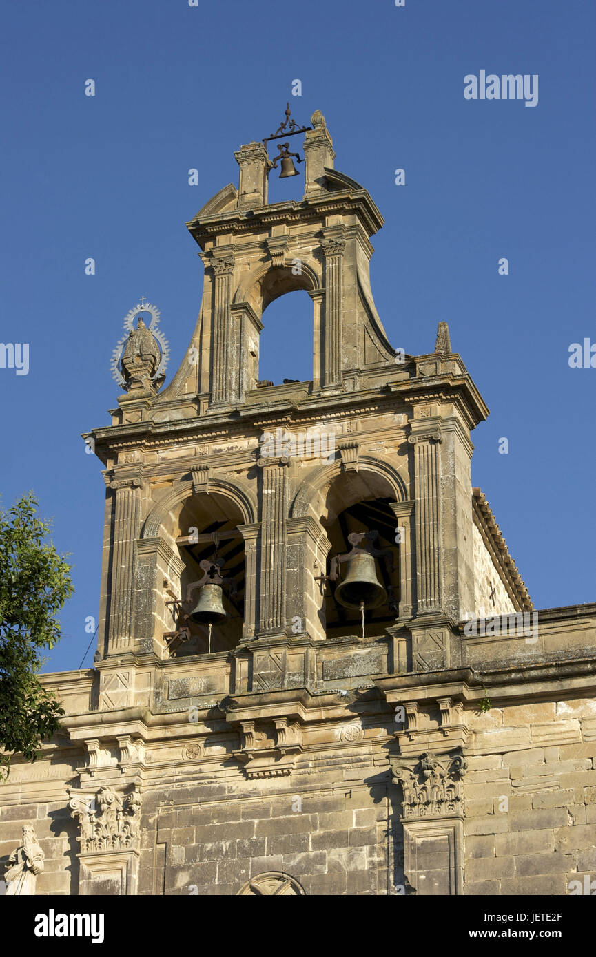 Spagna, Andalusia, a Ubeda, provincia di Jaén, Ubeda e chiesa di Santa Maria de off Alcazares, torre campanaria, Foto Stock