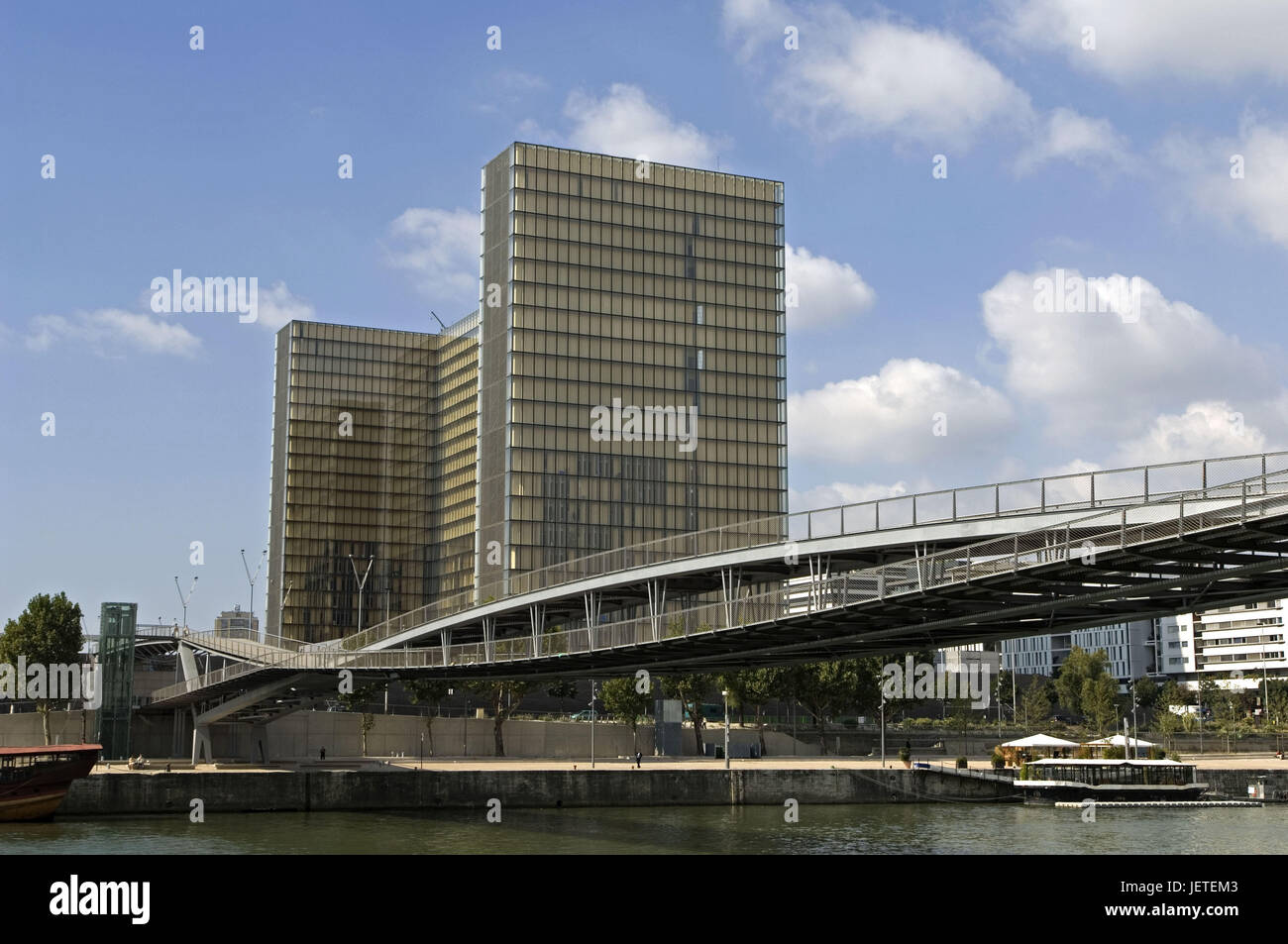 Francia, Parigi, passerella Simone de Beauvoir, Biblioteca Nazionale il suo flusso, Foto Stock