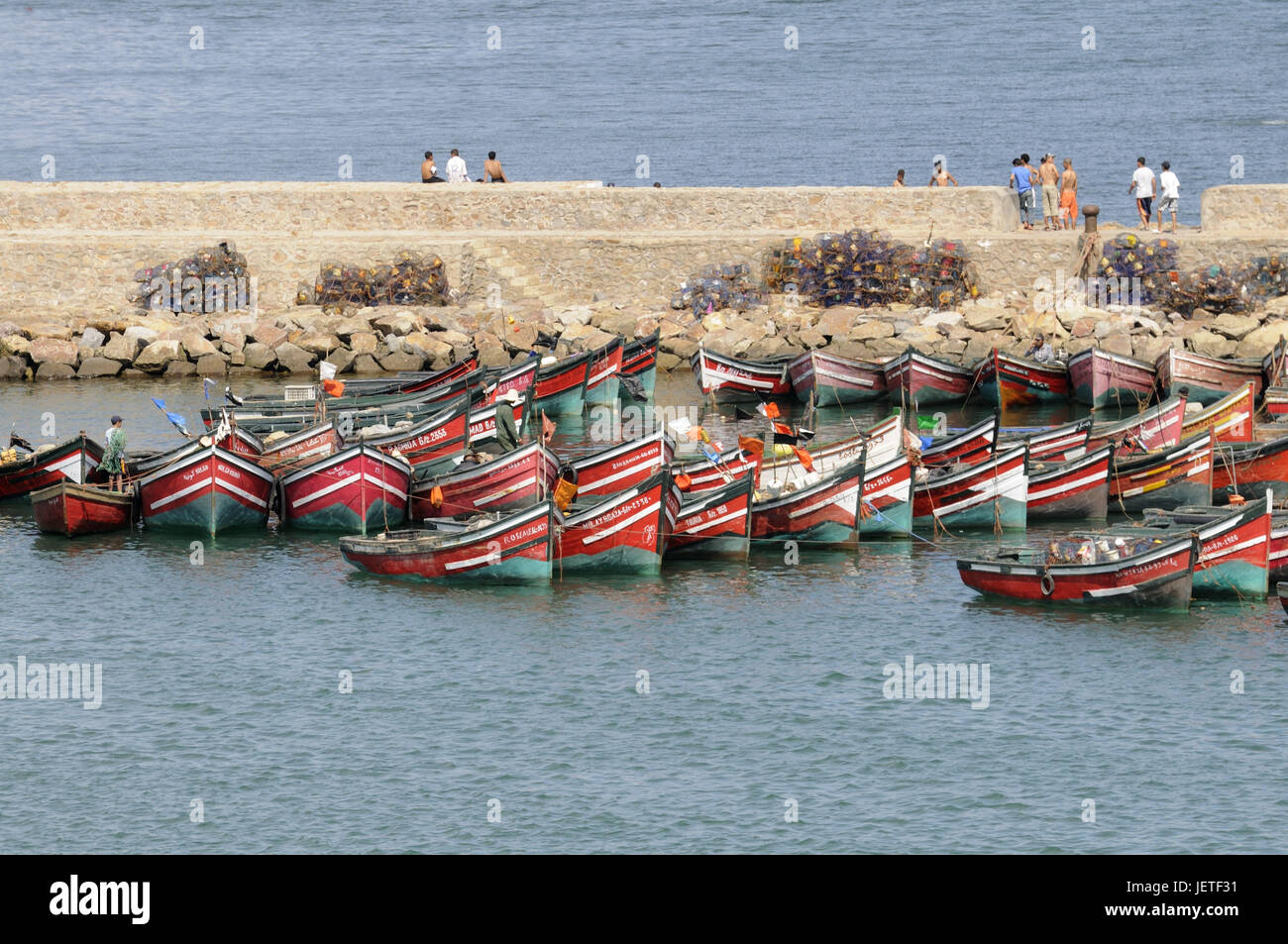 Porto di pesca, barche, cucchiai Jadida, Marocco, Africa Foto Stock