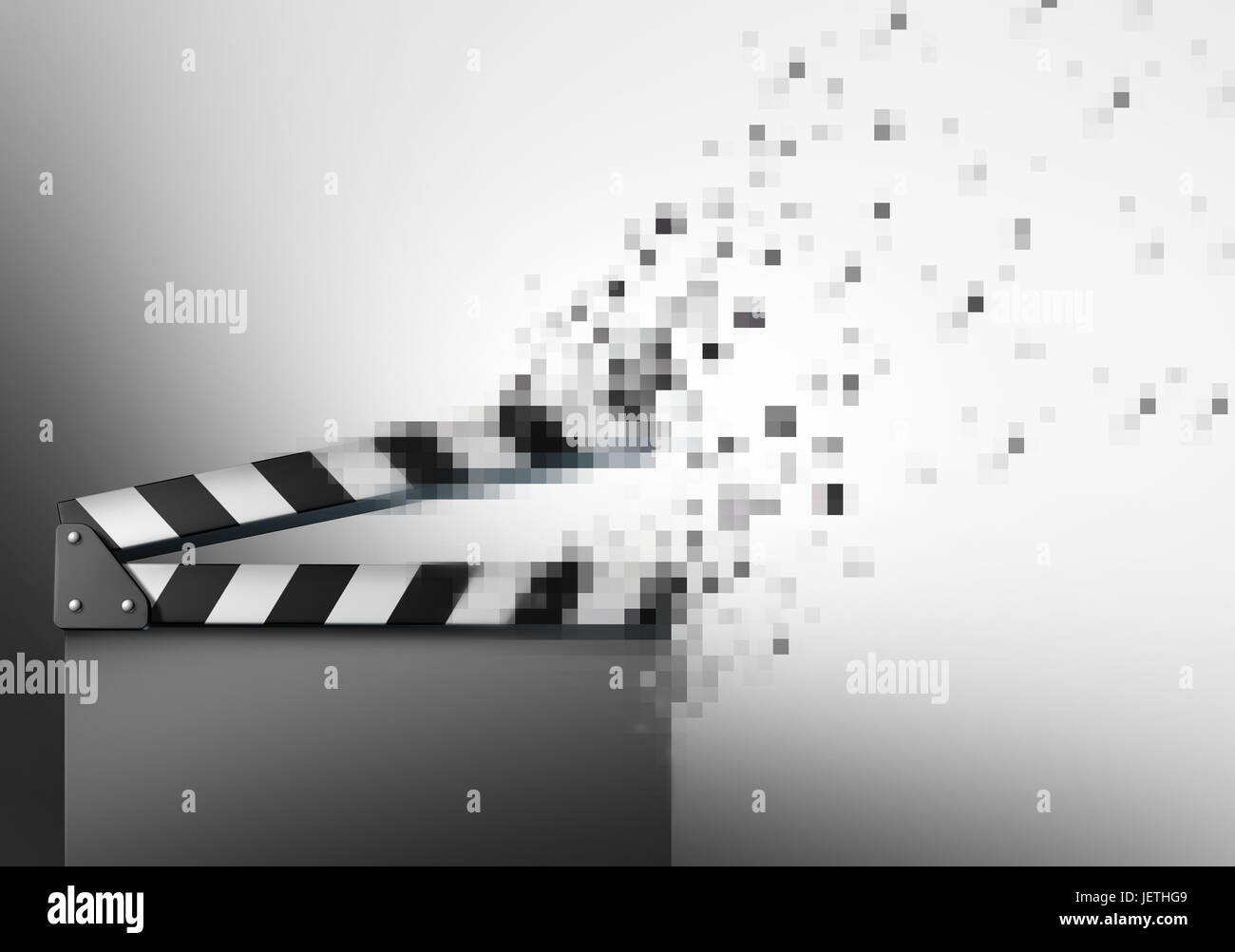 Streaming video come un mobile digital media concetto di comunicazione come un pixel filmato battaglio distribuire il contenuto come una comunicazione. Foto Stock