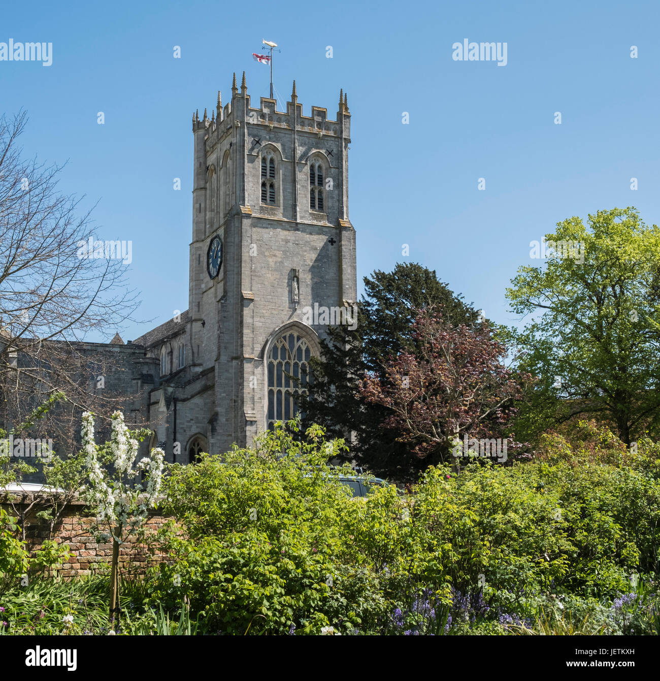 Christchurch Priory Tower, Christchurch, Dorset, England, Regno Unito Foto Stock