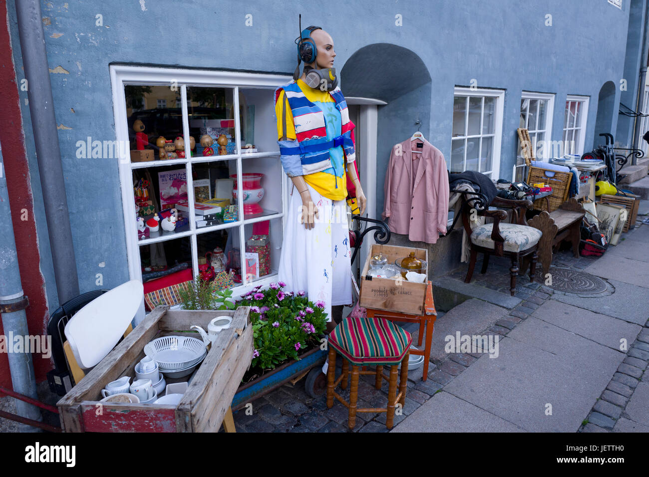 Bric a brac shop, Christianshavn, Copenaghen Foto Stock