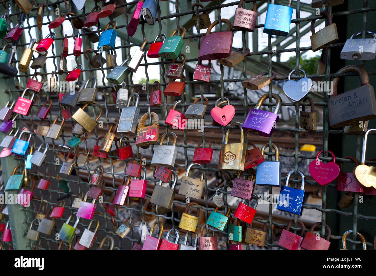 Amore si blocca, Colonia ponte ferroviario Foto Stock