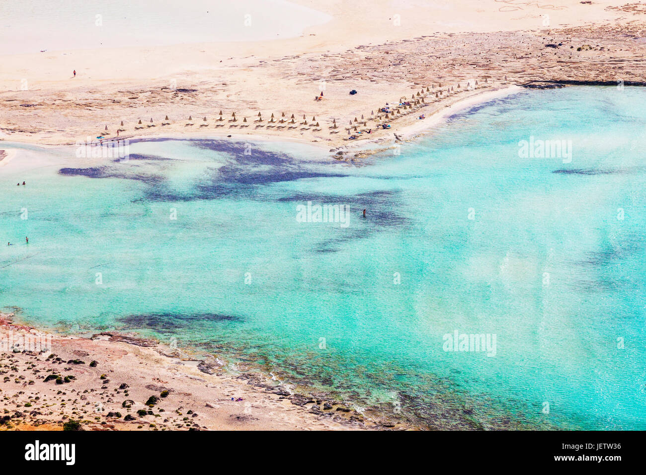 La spiaggia sabbiosa di Balos, nella regione di Chania, orientale di Creta, Grecia. Foto Stock