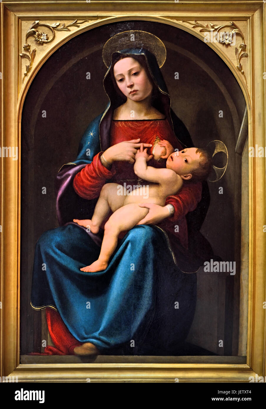 La Madonna e il Bambino 1518 Giuliano Bugiardini 1475 -1555 pittore italiano e il relatore per il lavoro in stile tardo-rinascimentale nota come Manierismo. Foto Stock