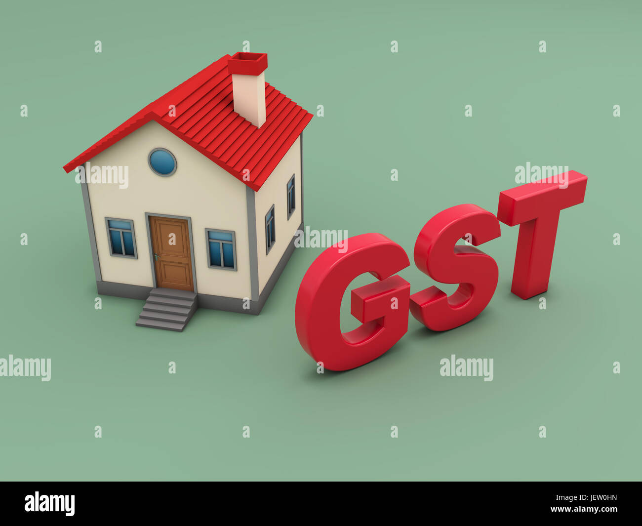 G s t concetto con il modello della casa - 3d rendering immagine Foto Stock