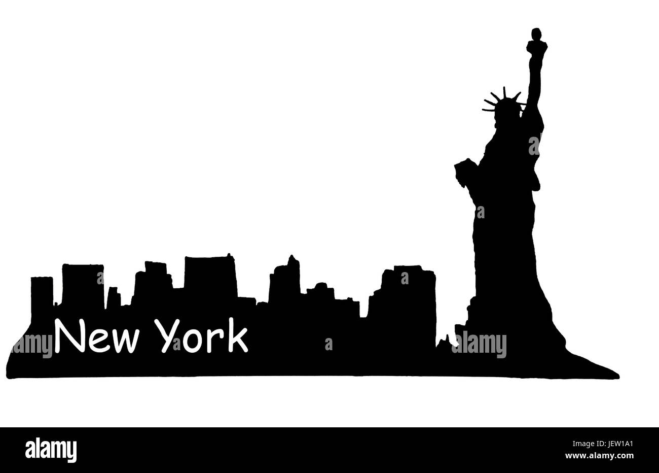 New York city,manhattan con statua della libertà Illustrazione Vettoriale