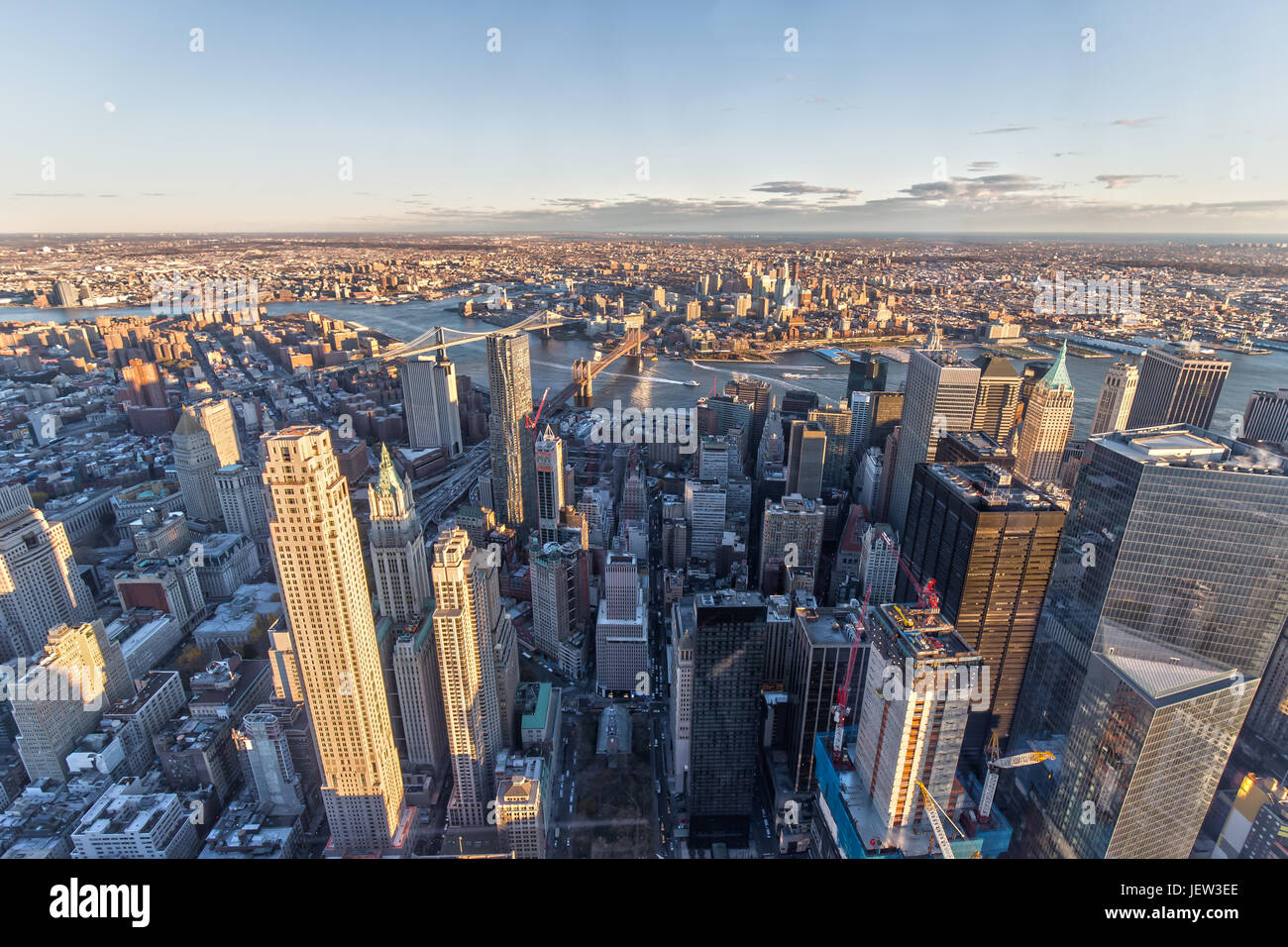 Vista aerea del centro cittadino di Manhattan e Brooklyn Bridge Foto Stock