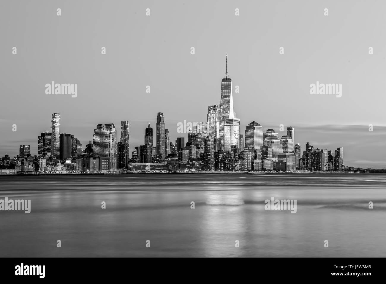 New York skyline del centro in bianco e nero Foto Stock