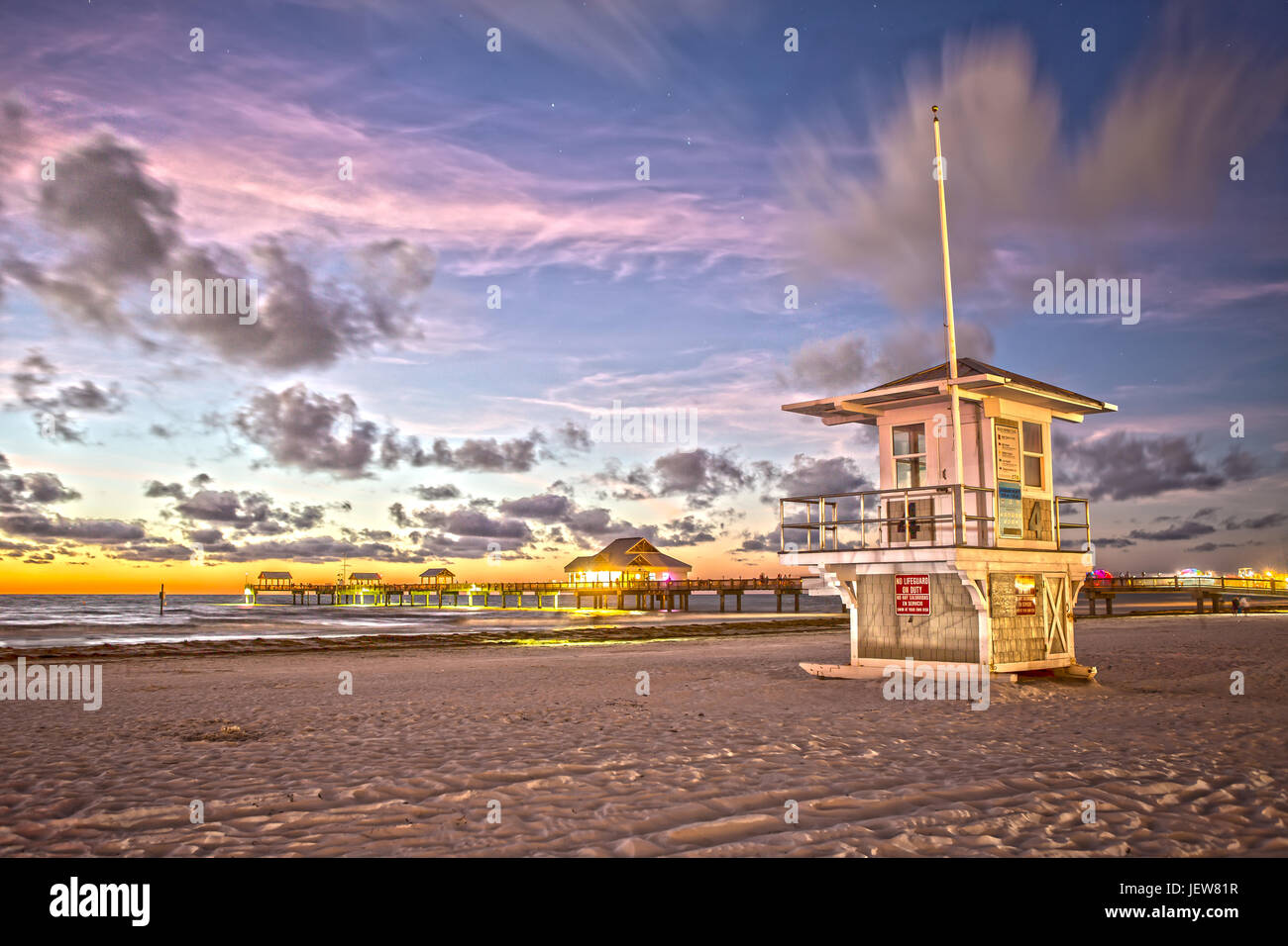 Tramonto a Clearwater Beach Florida Foto Stock