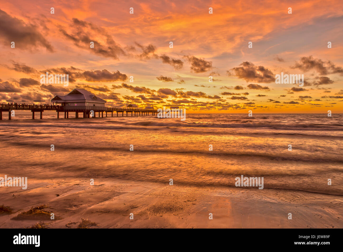 Tramonto a Clearwater Beach Florida Foto Stock