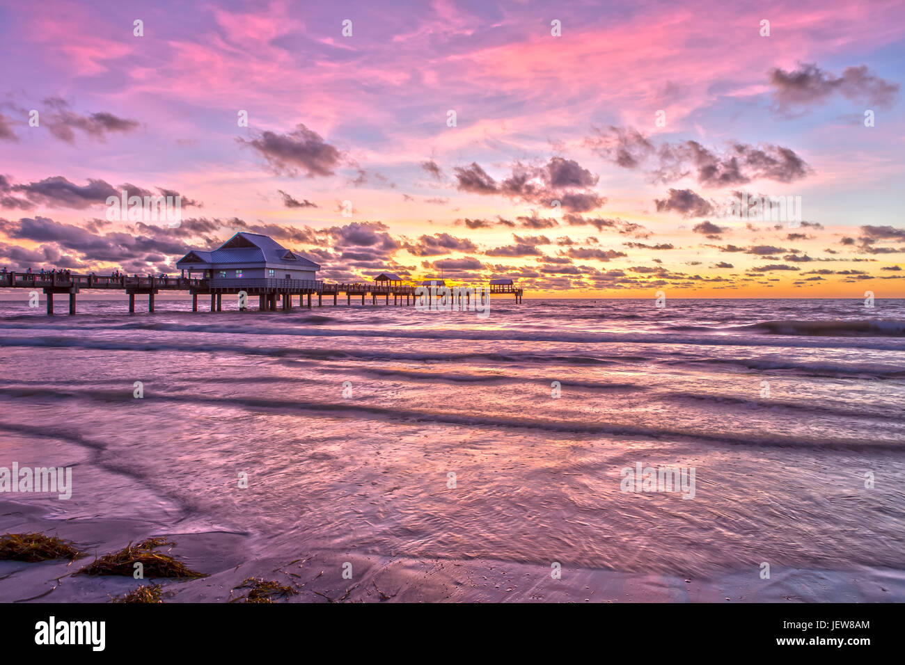 Tramonto a Clearwater Beach Florida Foto Stock