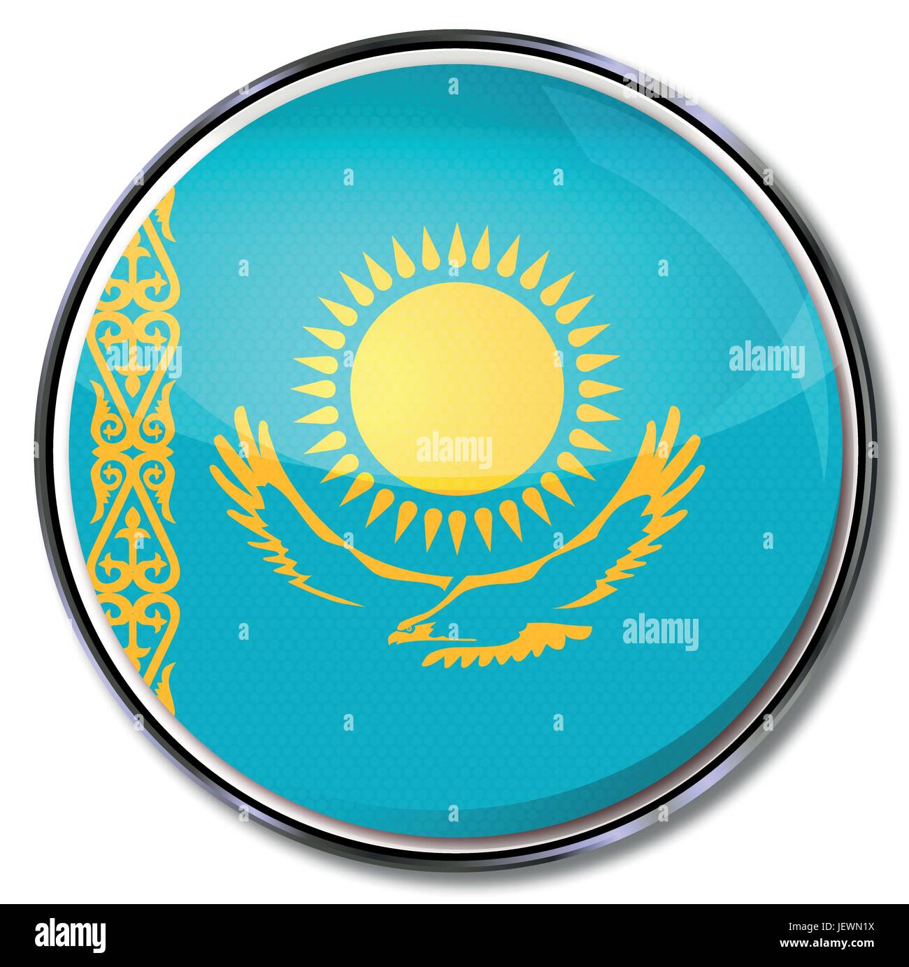 Il pulsante del Kazakistan Illustrazione Vettoriale