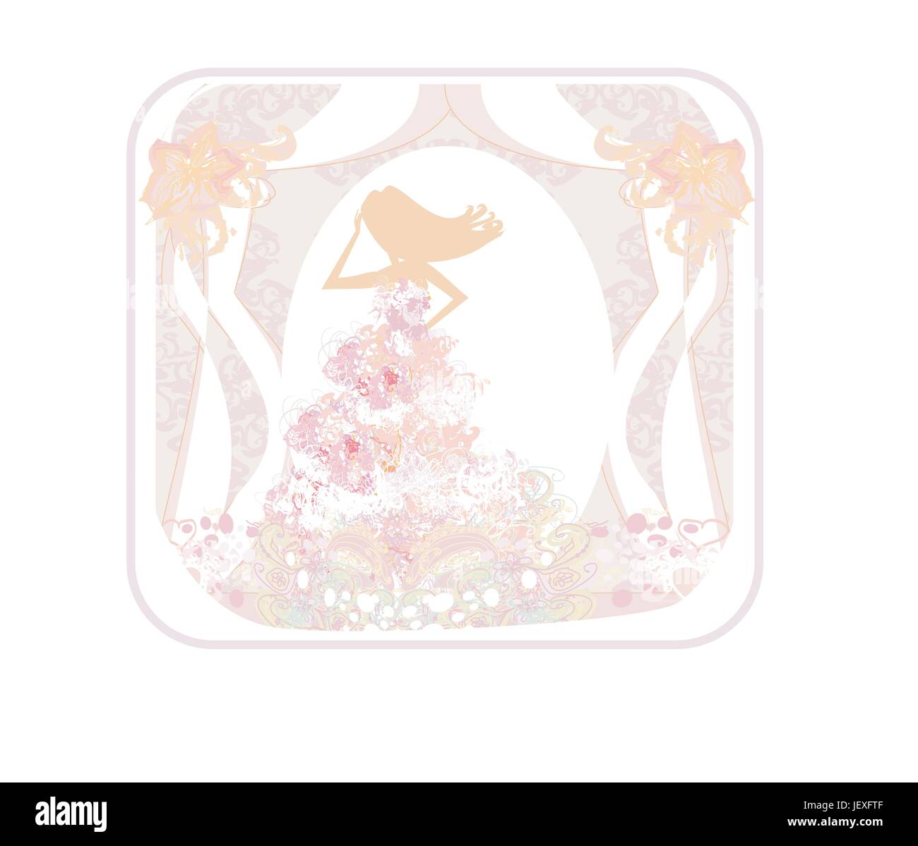 Donna Bella, beauteously, Nizza, chiesa, moda, fiori, piante, Wedding, Illustrazione Vettoriale