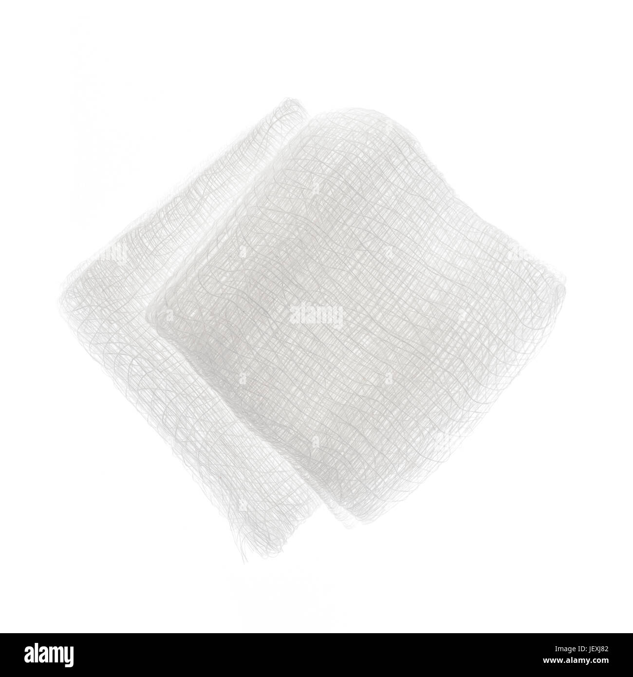Medici sterili tamponi di garza isolati su sfondo bianco Foto Stock