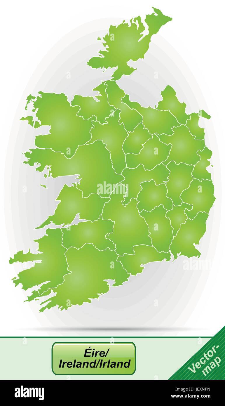 Mappa di frontiera dell'Irlanda con bordi in verde Illustrazione Vettoriale