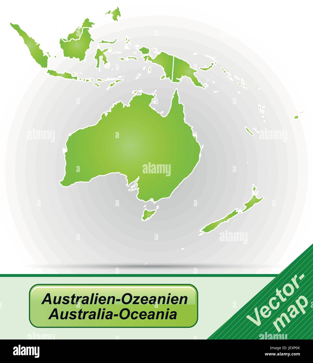 Mappa di confine di australia-oceania con limiti in verde Illustrazione Vettoriale