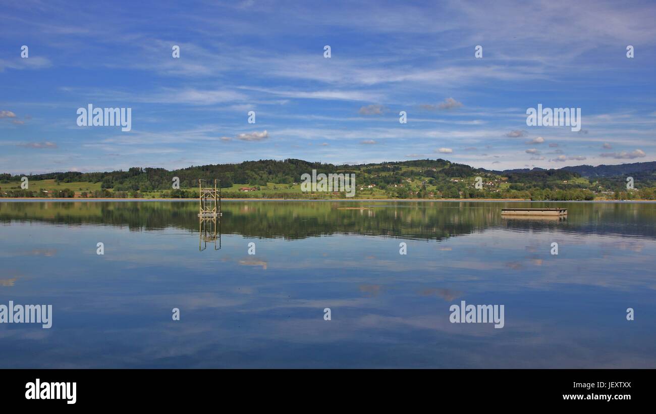Scena tranquilla sul lago di Pfaffikon Foto Stock