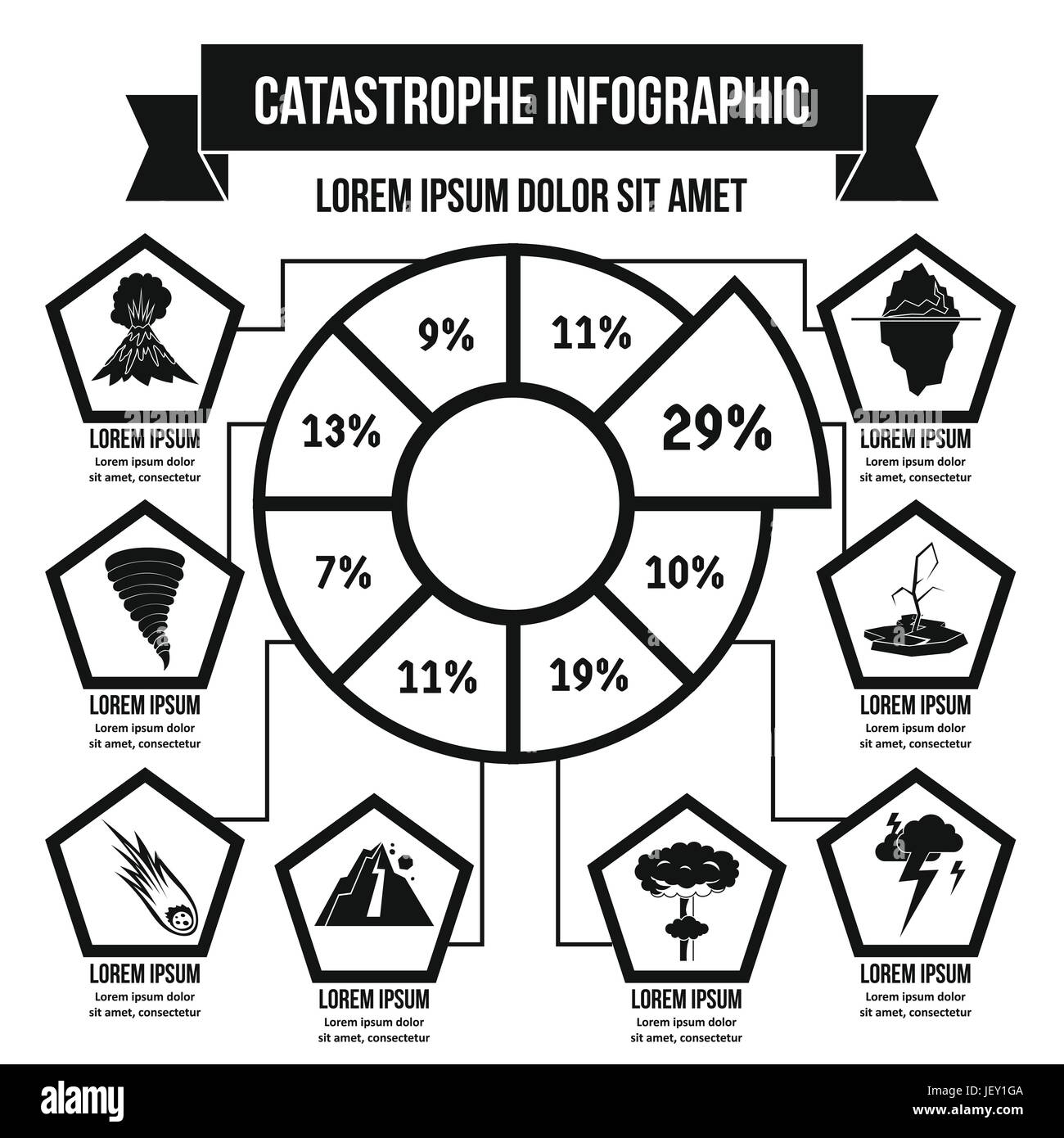 Infografico catastrofe concetto, stile semplice Illustrazione Vettoriale