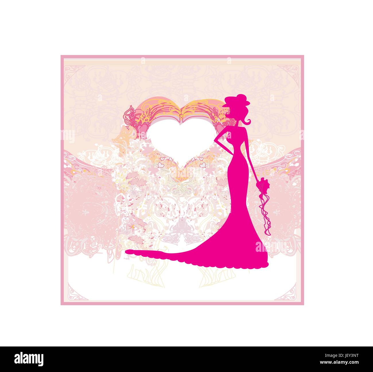 Donna Bella, beauteously, Nizza, chiesa, moda, fiori, piante, Wedding, Illustrazione Vettoriale