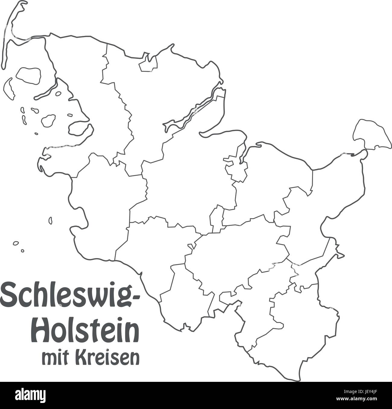 Mappa di SCHLESWIG-HOLSTEIN con bordi in grigio Illustrazione Vettoriale