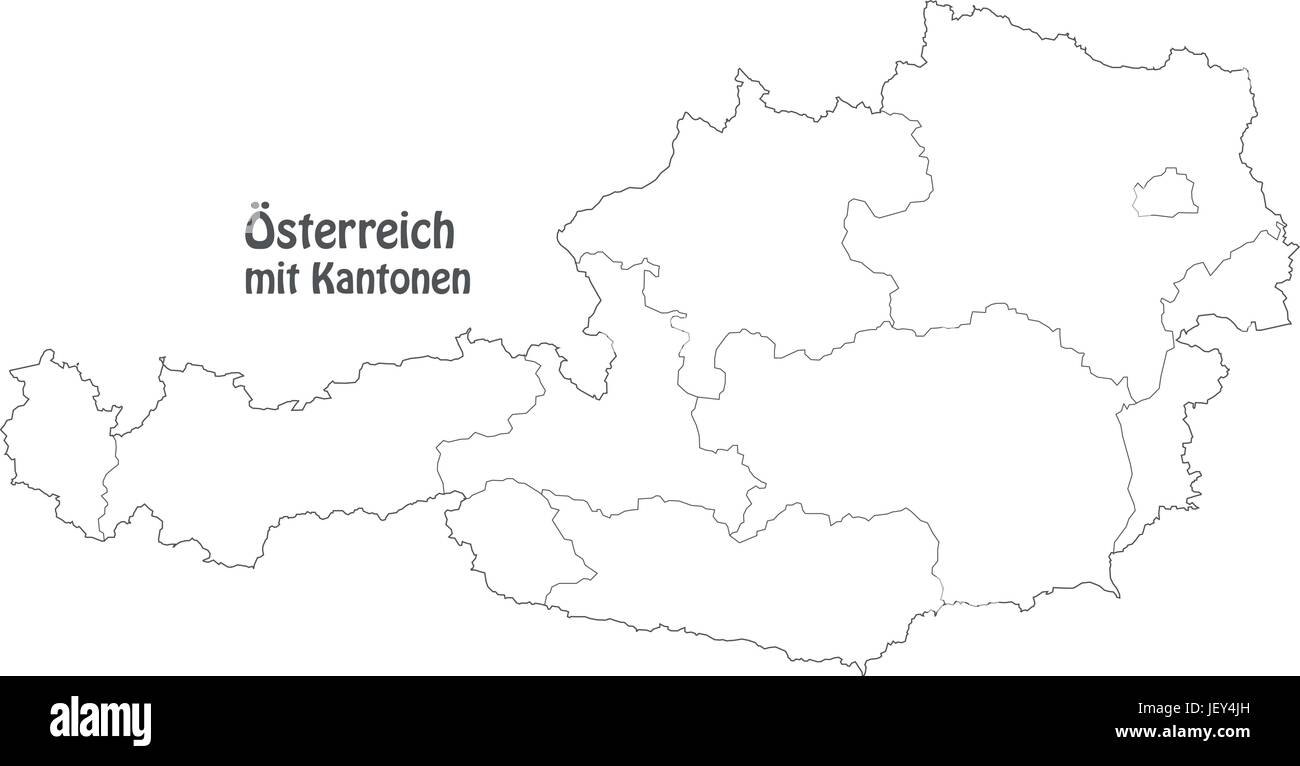 Mappa di austria con bordi in grigio Illustrazione Vettoriale