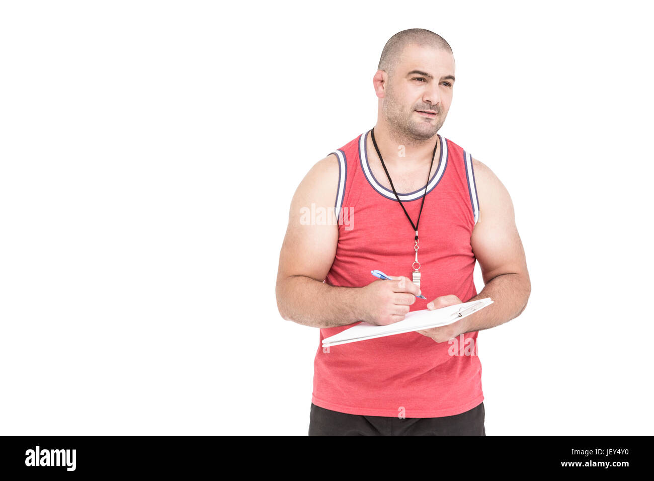 Atleta iscritto negli appunti Foto Stock