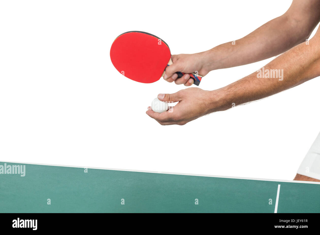 Atleta maschio giocando a ping-pong Foto Stock