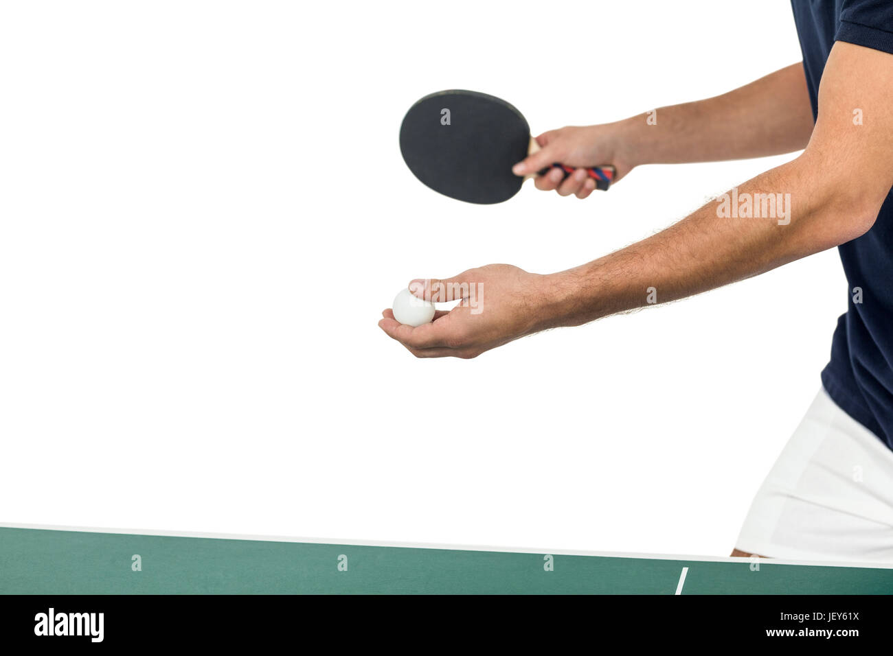 Atleta maschio giocando a ping-pong Foto Stock