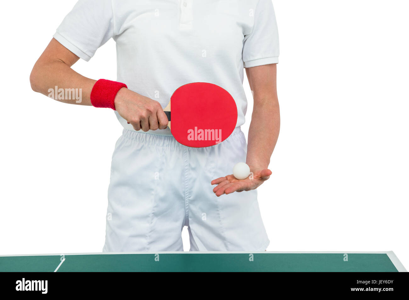 Atleta femminile giocando a ping-pong Foto Stock