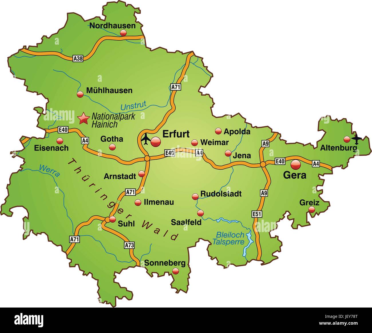 Mappa thueringen Immagine e Vettoriale - Alamy