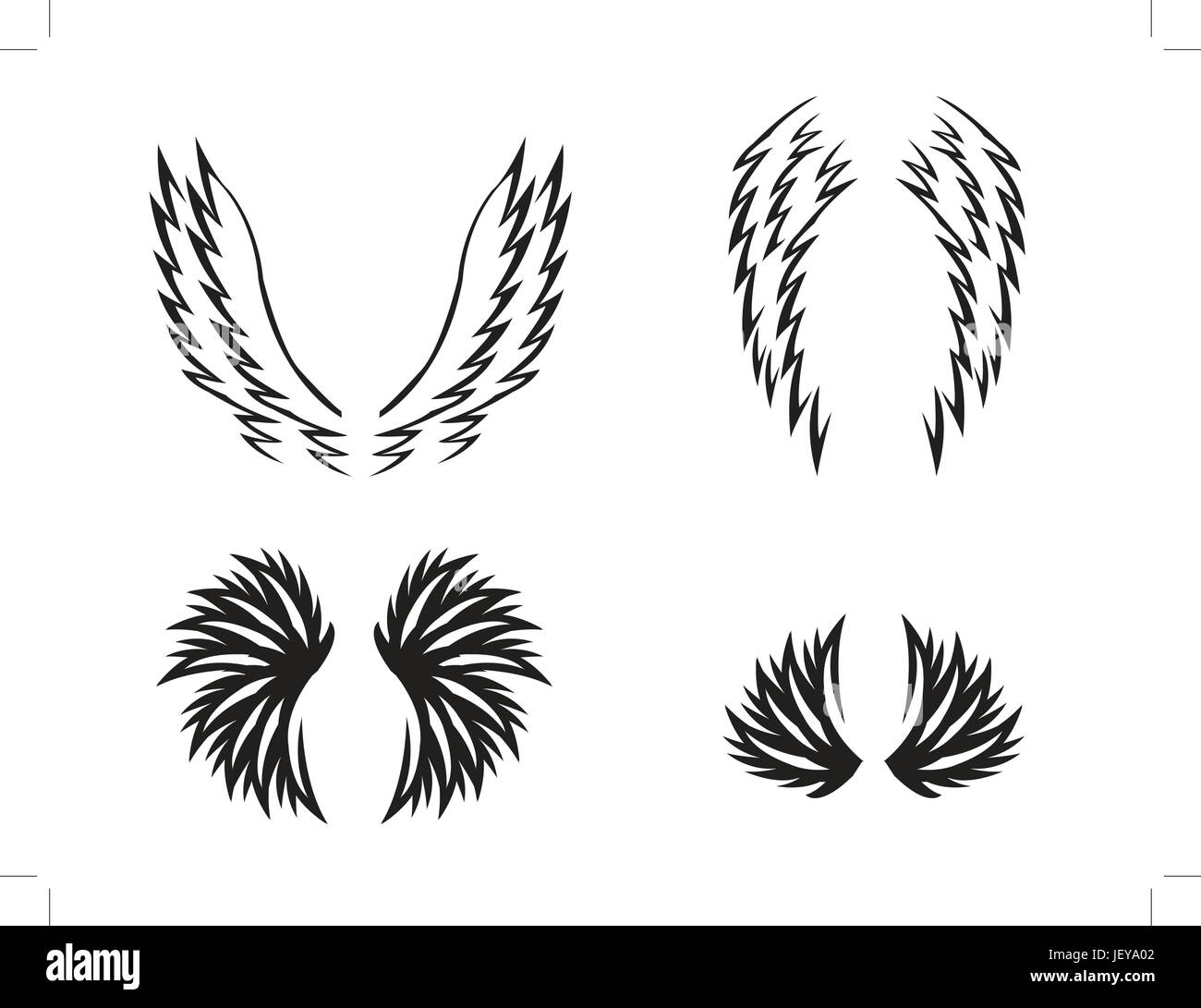 Oggetti, isolato, volo, animali, uccelli, ala, linee, ornamento, illustrazione Illustrazione Vettoriale