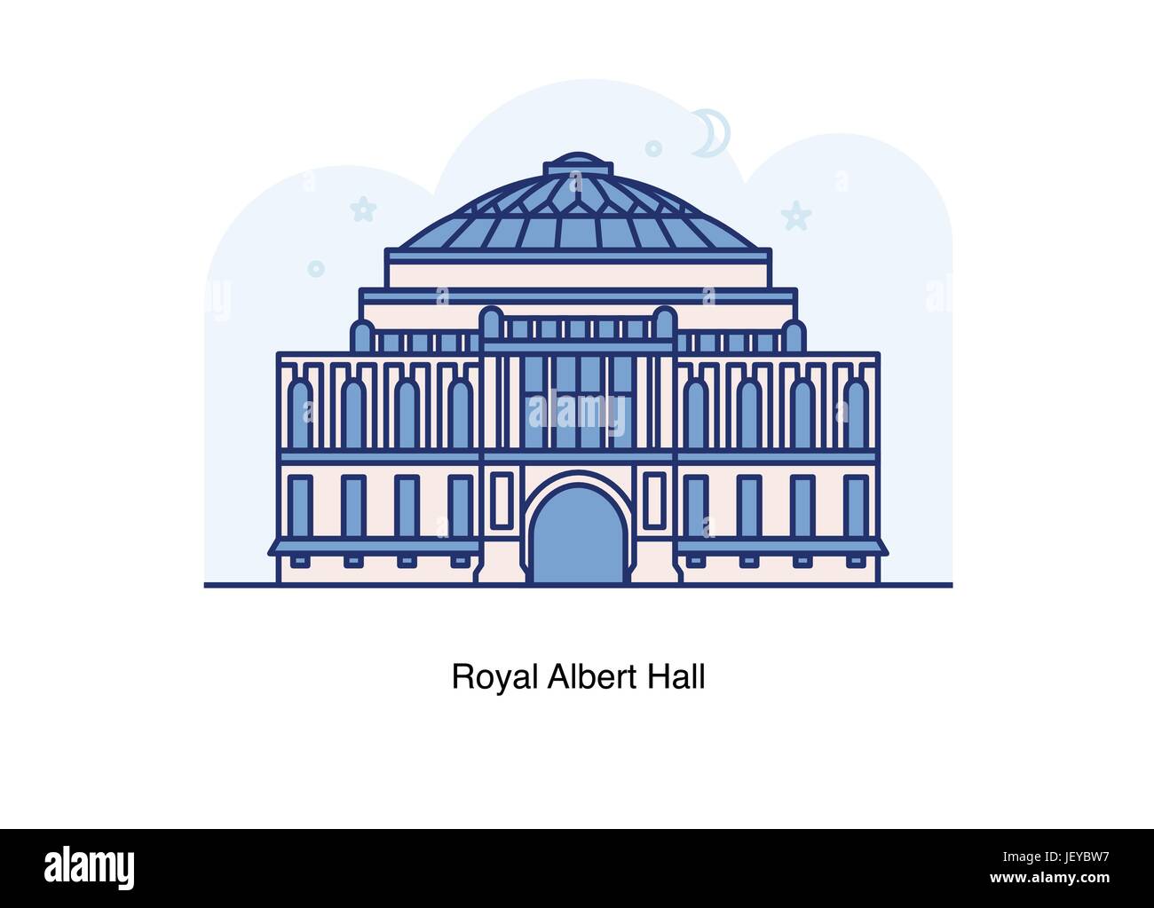 Linea del vettore illustrazione della Royal Albert Hall di Londra, Inghilterra Illustrazione Vettoriale