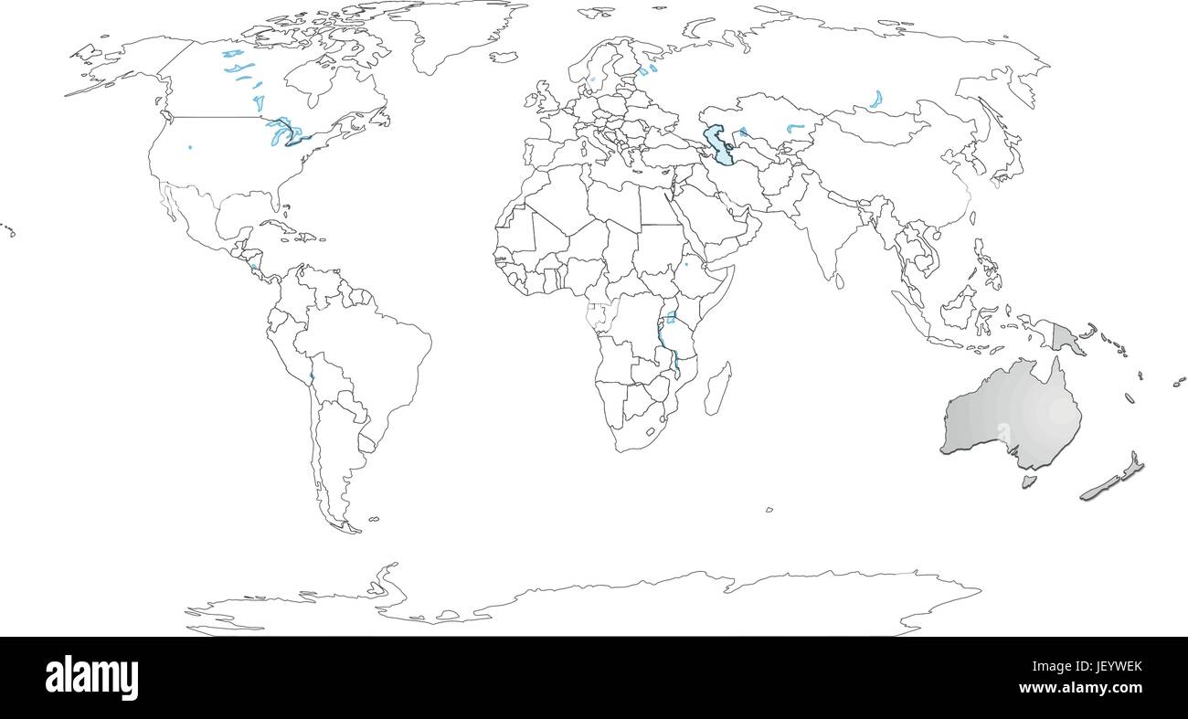 Scheda, Atlas, mappa del mondo, mappa, Australia, scheda Outline, Globe, pianeta, Illustrazione Vettoriale