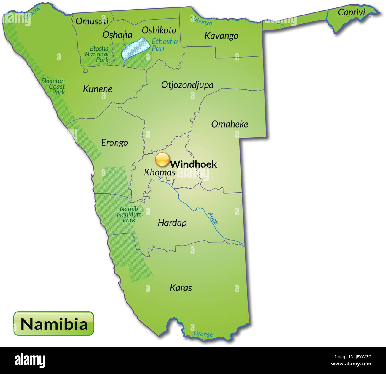 Namibia Mappa Namibia map Immagini Vettoriali Stock - Alamy