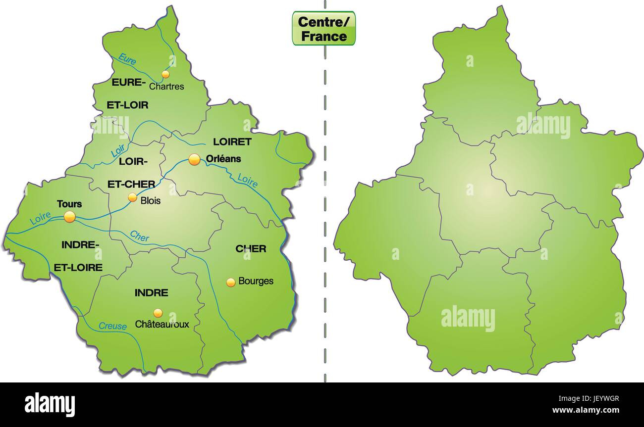 Mappa dell'isola del centro con bordi in verde Illustrazione Vettoriale