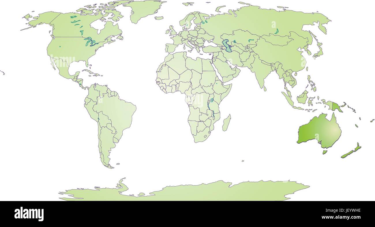 Mappa di Australia con bordi in verde Illustrazione Vettoriale