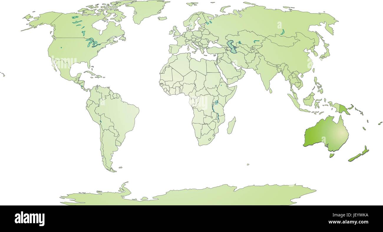 Mappa di Australia con bordi in verde Illustrazione Vettoriale