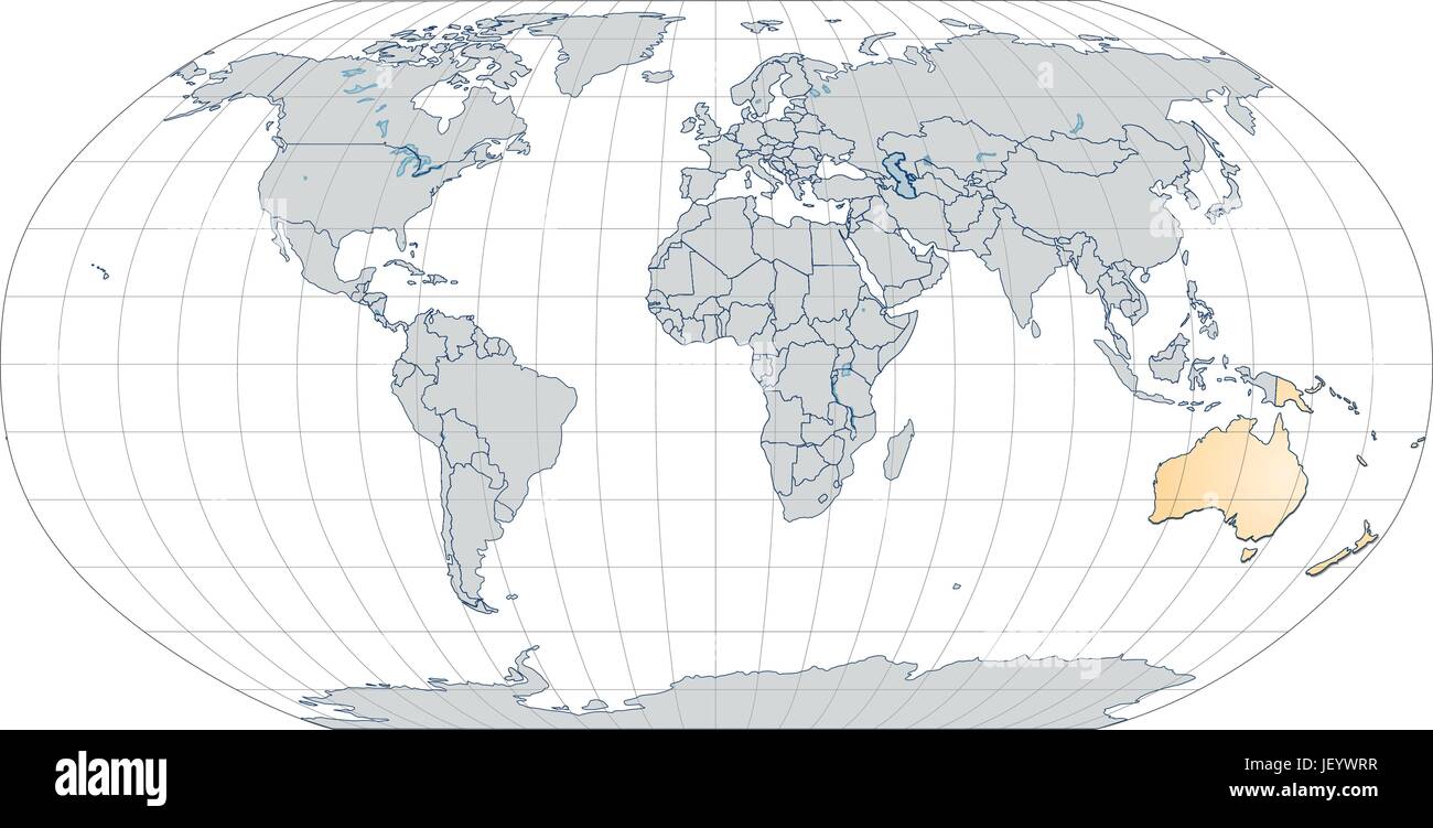Mappa di Australia con bordi in arancio pastello Illustrazione Vettoriale