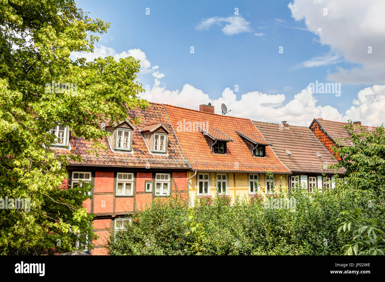 Semi-case con travi di legno a Quedlinburg, Germania Foto Stock